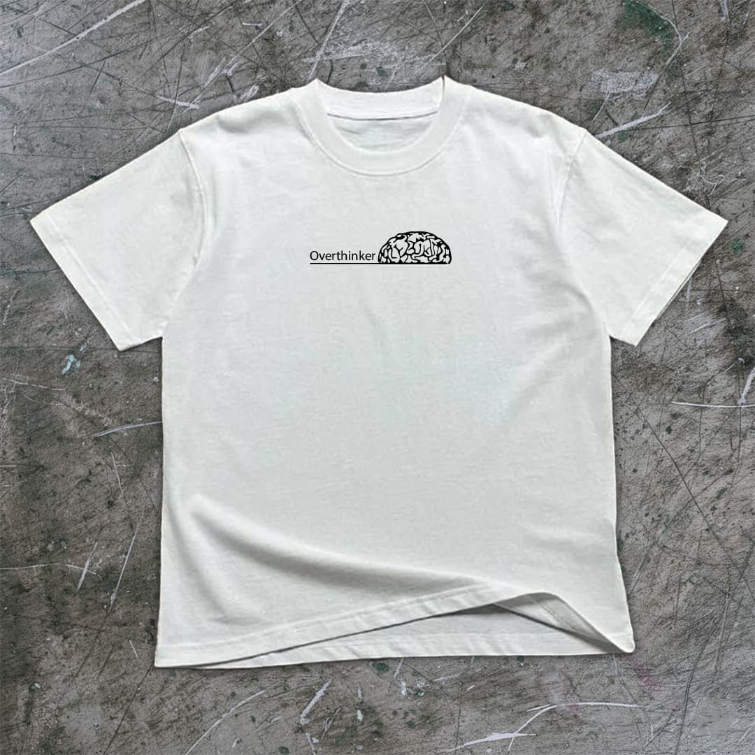 "OVERTHINKER" Premium White Regular Fit T-Shirt